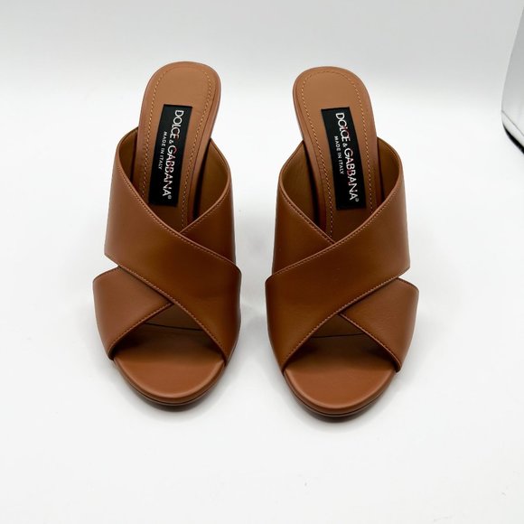 Dolce & Gabbana 105mm Crisscross Elegant Leather Slide Mules - Picture 6 of 15